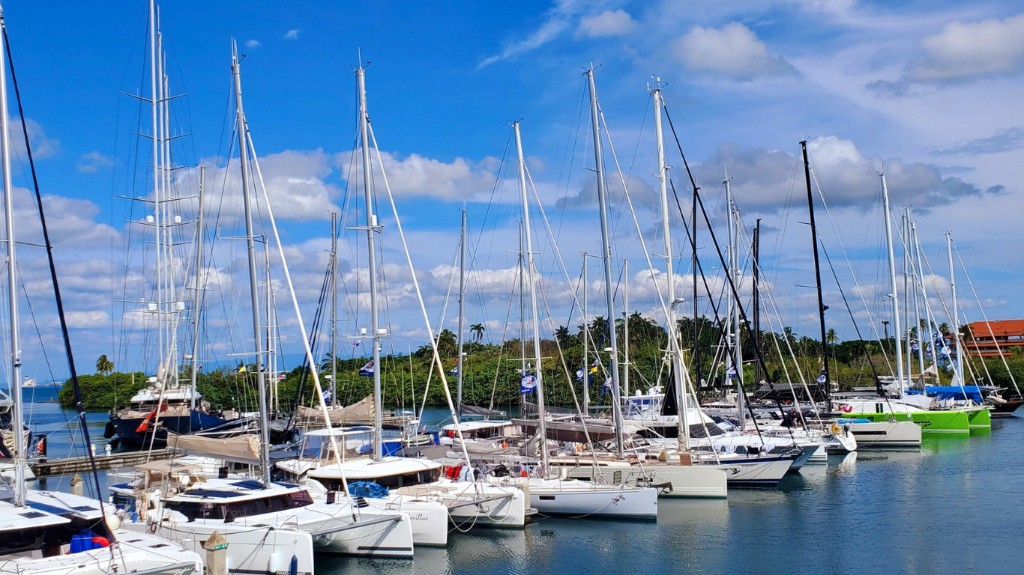 Yacht marina in Fiji with masts and rigging